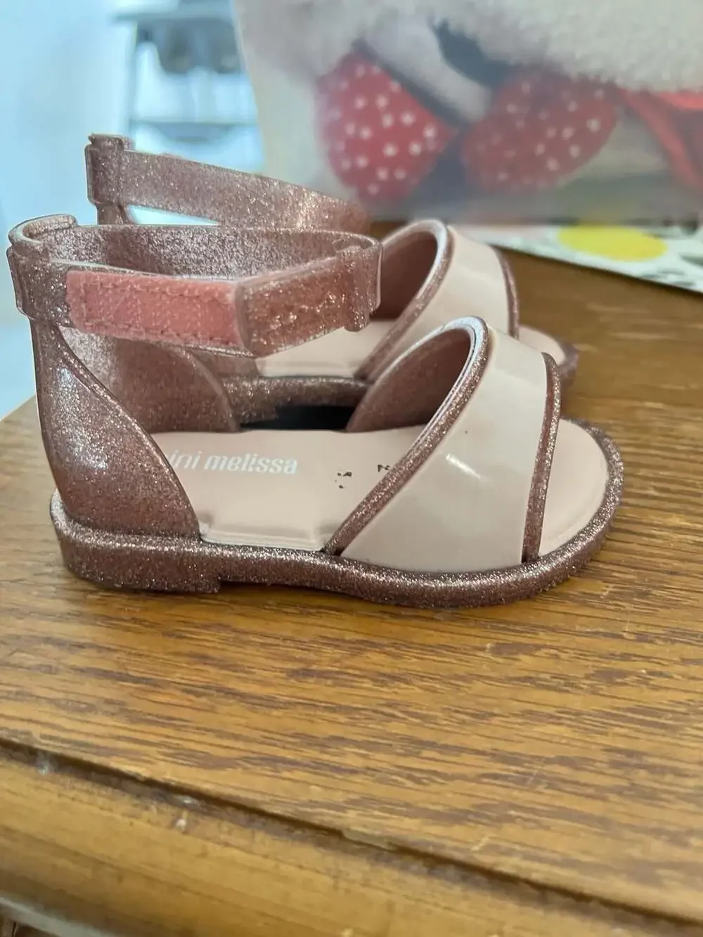 Mini Melissa Mini Mar Pink Glitter Jelly Sandals
